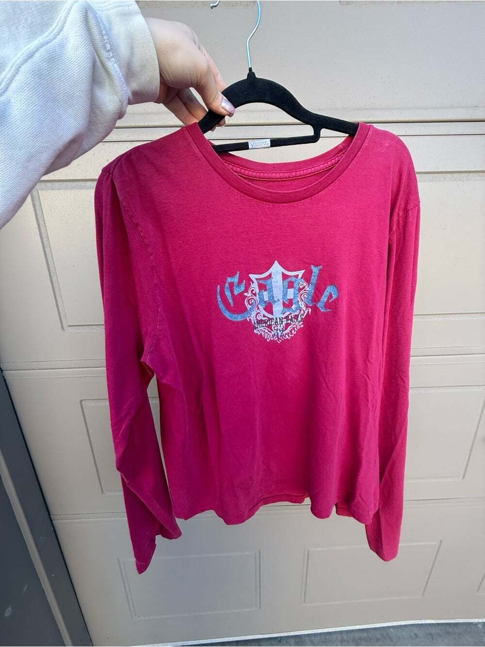 American Eagle Y2K Pink Long-Sleeve Graphic Tee